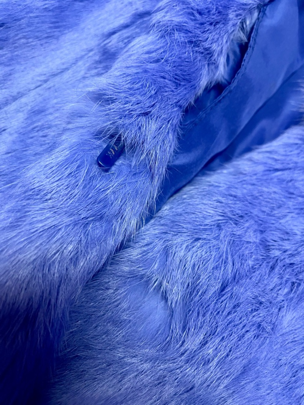 Maximilian Periwinkle/Lavender Rabbit Fur Coat with Plush Fox Fur Collar (Real) - Picture 7 of 8